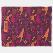 Dino Doodle Silhouetten Kinder Dinosaurier Fleecedecke (Vorderseite (Horizontal))