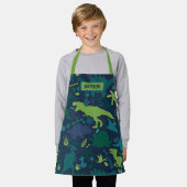 Dino Doodle Silhouetten Kinder Dinosaurier Schürze (Getragen)