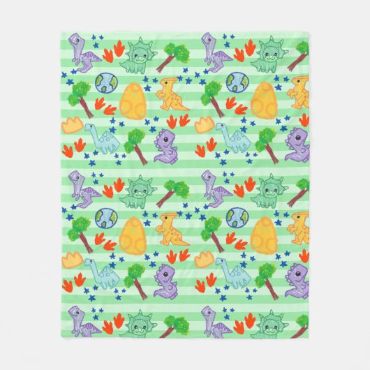 Dino Doodles Blanket - Kawaii Dinosaur Fleecedecke (Vorderseite)