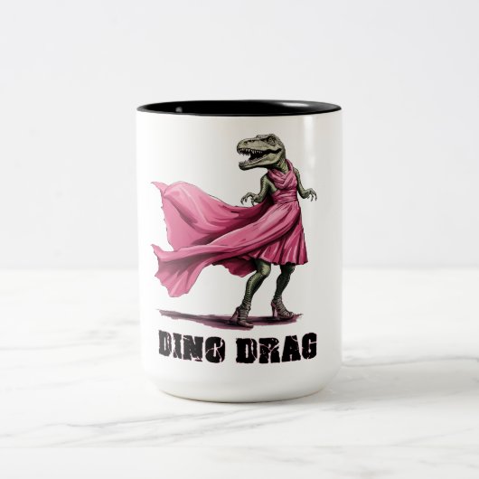 Dino Drag Dinosaur Zweifarbige Tasse (Mittel)