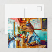 Dino Eating Ice Feiertagspostkarte (Vorne/Hinten)
