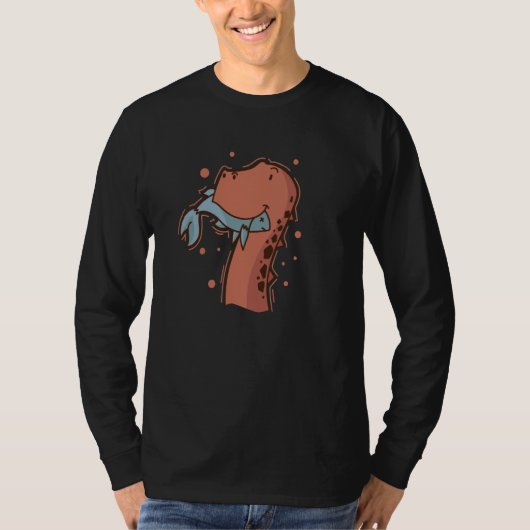 Dino eats a Fish Dinosaur Reptile T-Shirt (Vorderseite)