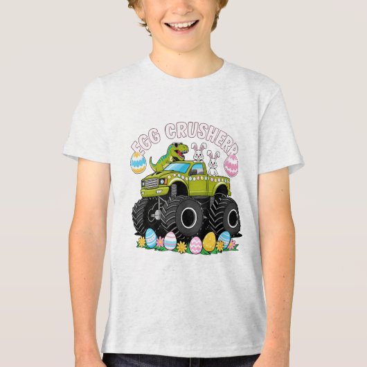 Dino Egg Crusher Monster Truck Oaster Tri-Blend Shirt (Vorderseite)