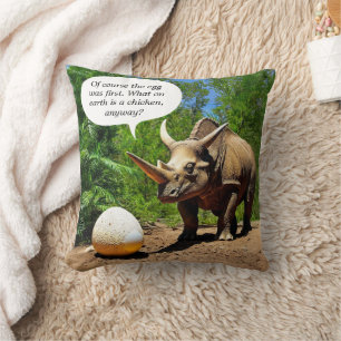 Dino Ei Triceratops Tier Humor Lustiger Dinosaurie Kissen