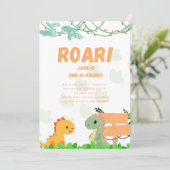 Dino Einjährige Geburtstagskarte Einladung (Stehend Vorderseite)