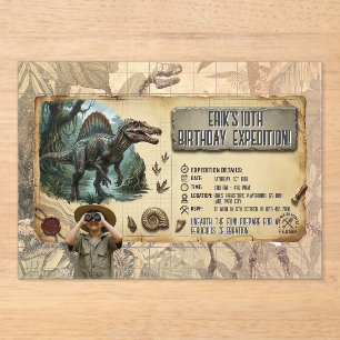 Dino-Expedition Spinosaurus Jungen zum 10. Geburts Acryleinladungen