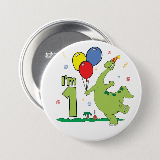 Dino First Birthday Button (Vorne & Hinten)