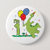 Dino First Birthday Button (Vorderseite)