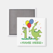 Dino First Birthday Magnet (Vorderseite/Rückseite)