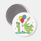 Dino First Birthday Magnet (Vorderseite/Rückseite)