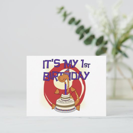 Dino First Birthday Tshirts und Geschenke Postkarte (Stehend Vorderseite)