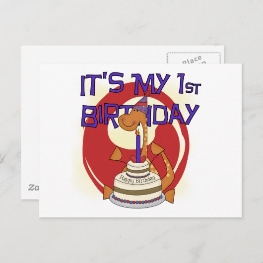 Dino First Birthday Tshirts und Geschenke Postkarte (Vorne/Hinten)