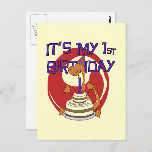 Dino First Birthday Tshirts und Geschenke Postkarte (Vorne/Hinten)
