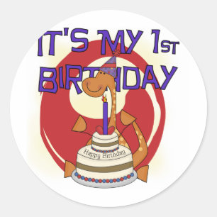Dino First Birthday Tshirts und Geschenke Runder Aufkleber