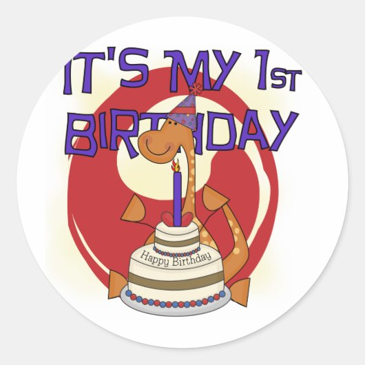 Dino First Birthday Tshirts und Geschenke Runder Aufkleber (Vorderseite)