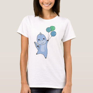 Dino fliegt mit Balloons Niedliche Tiere Dinosauri T-Shirt