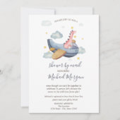 Dino Flugzeug, Wolken, Dots Baby Dusche per Post Einladung (Vorderseite)