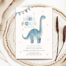 Dino Four 4. Geburtstagseinladung Dinosaurier Jung