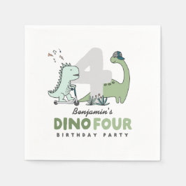 Dino Four Birthday Party Napkins Serviette