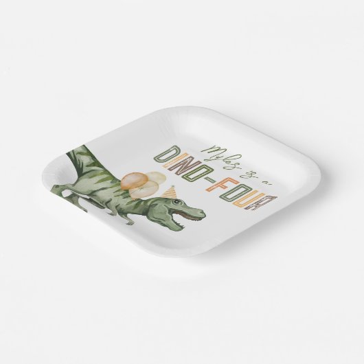 Dino Four Birthday Party Teller (Gewinkelt)