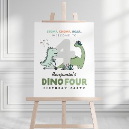 Dino Four Birthday Willkommenszeichen Poster