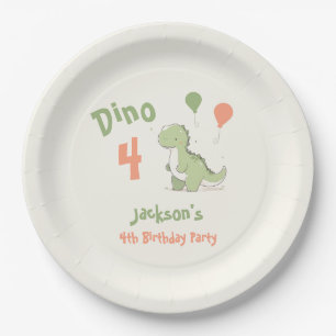 Dino Four Dinosaur 4. Geburtstagsfeier Pappteller