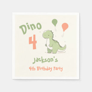 Dino Four Dinosaur 4. Geburtstagsfeier Serviette