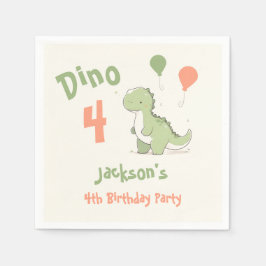Dino Four Dinosaurier 4. Geburtstags-Party Serviette