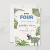 Dino-Four-Kindergeburtstag-Party Einladung (Vorderseite)