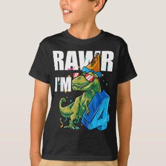 Dino Four Rawr Im 4 Roar Im 4 Years Old Dinosaurie T-Shirt