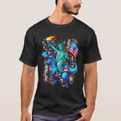 Dino Freiheitsstatue 4. Juli Amerikaner T-Shirt (Vorderseite)