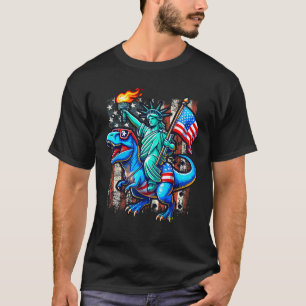 Dino Freiheitsstatue 4. Juli Amerikaner T-Shirt