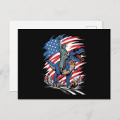 Dino Freiheitsstatue 4. Juli Amerikanische Flagge Postkarte (Vorne/Hinten)