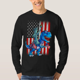 Dino Freiheitsstatue 4. Juli Jungs Amerikaner T-Shirt