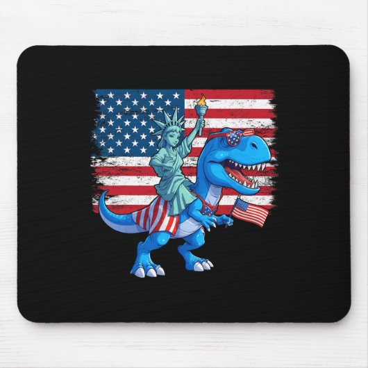 Dino Freiheitsstatue 4. Juli Trex American F Mousepad (Vorne)