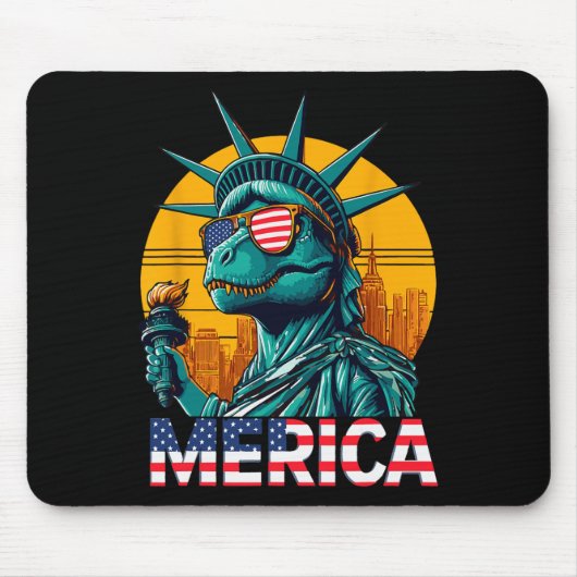 Dino Freiheitsstatue 4. Juli Trex Boys Ameri Mousepad (Vorne)