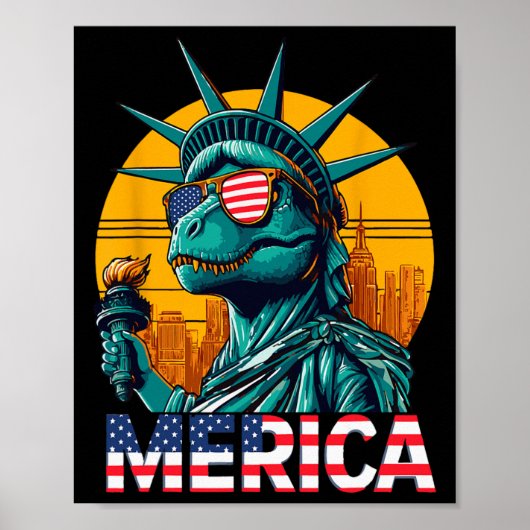 Dino Freiheitsstatue 4. Juli Trex Boys Ameri Poster (Vorne)