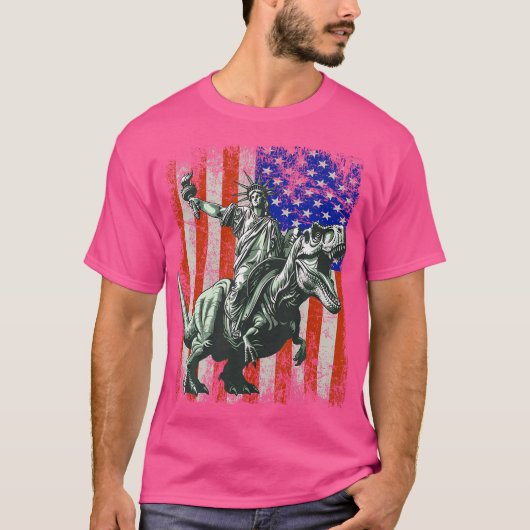 Dino Freiheitsstatue Dinosaurier T-Shirt (Vorderseite)
