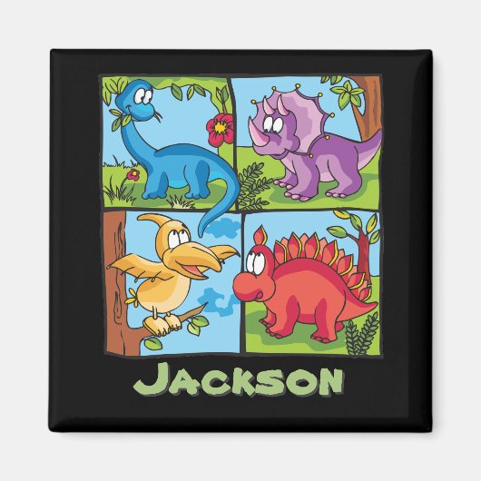 Dino Friends Personalisiert Magnet (Vorne)