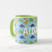 Dino Fun Kids Red Orange Green Lila Name Tasse (Vorderseite Links)