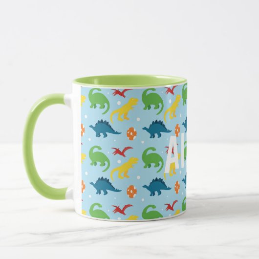 Dino Fun Red Yellow Green Kids Custom Tasse (Links)