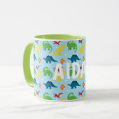 Dino Fun Red Yellow Green Kids Custom Tasse (Vorderseite Links)