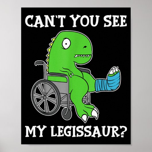 Dino Funny Get Well Broken Leg Gift Dinosaur With Poster (Vorne)