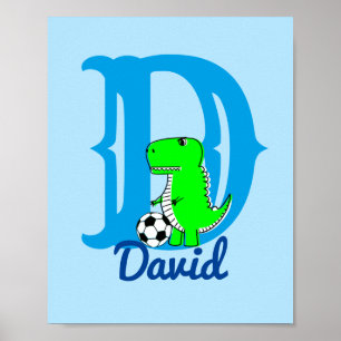 Dino-Fußball-Zeichnung Kinderzimmer Kunst individu Poster
