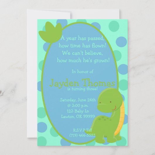 Dino, Geburtstag eingeladen Einladung (Vorderseite)