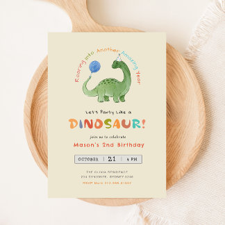Dino-Geburtstagseinladung, bearbeitbare Party Einladung