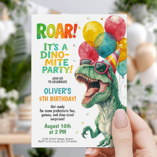 Dino-Geburtstagsfeier mit Luftballons Einladung