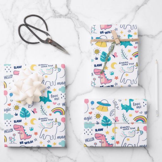 Dino Geschenkpapier Set (Vorderseite)