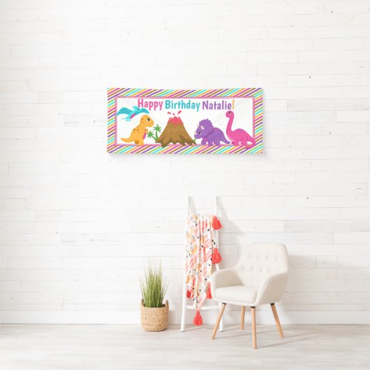 Dino Girl Birthday Banner (Insitu)