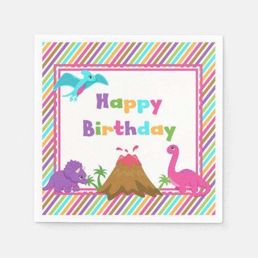 Dino Girl Serviette (Vorderseite)